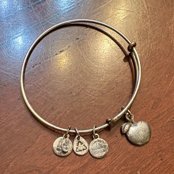 Alex and Ani Apple Silver Charm Bangle Bracelet - Picture 1 of 3